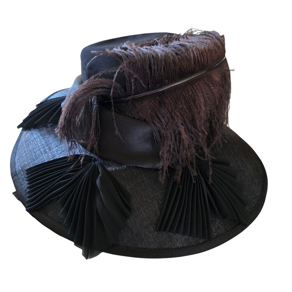 NWT Elite Champagne black, oversized, feathered and floppy bows‎